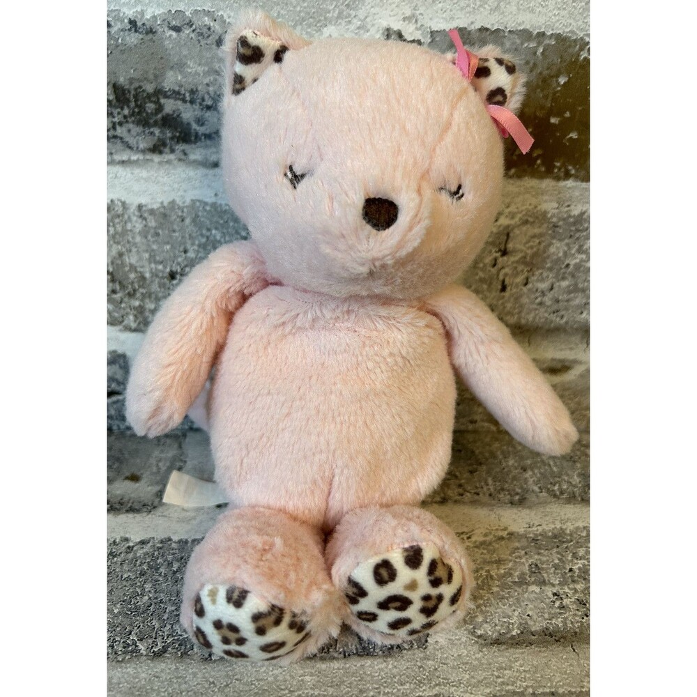 Carters Child of Mine Pink Bear Cat Plush Rattle Leopard Paws 2016 Lovey BabyToy
